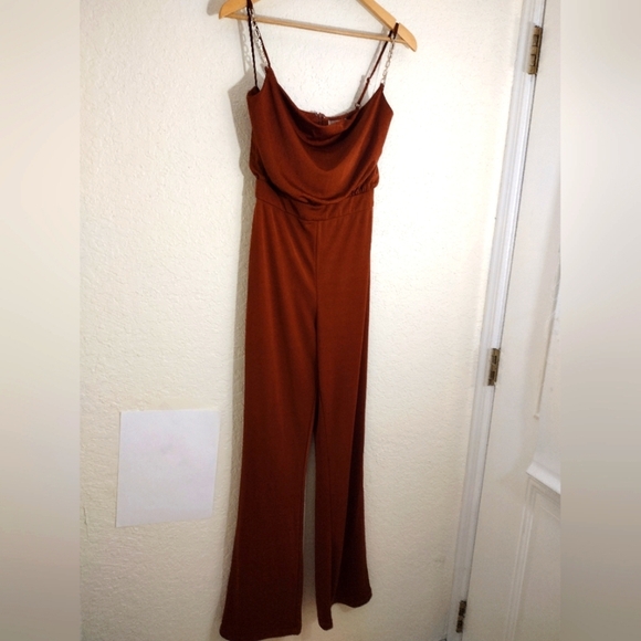 Jason Wu Jumpsuit Brown Emmett Stretch Embellished Rhinestones - Picture 3 of 10